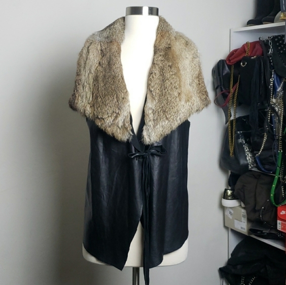 Line & Dot Jackets & Blazers - Line & Dot Leather Fur Vest